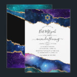 Galaxy Agate Bat Mitzvah Invitation<br><div class="desc">Galaxy faux glitter agate stone bat mitzvah invitation with elegant handwriting typography customizable to your event specifics.</div>