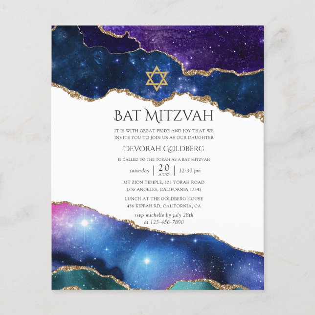 Galaxy Agate Bat Mitzvah Invitation Flyer (Front)