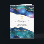Galaxy Agate Bat Mitzvah Thank You Card<br><div class="desc">Galaxy faux gold glitter agate stone bat mitzvah thank you card with elegant handwriting typography customisable to your event specifics.</div>