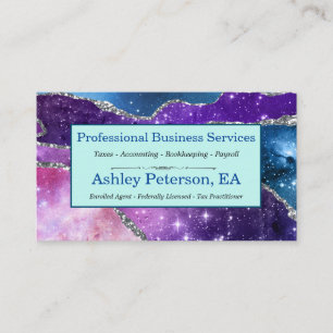 Galaxy Agate Faux Glitter Business Car Business Card