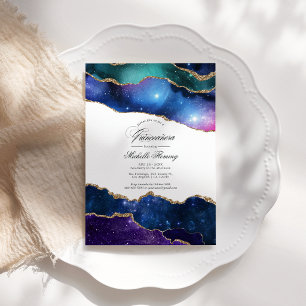 Galaxy Agate Quinceañera Photo Invitation