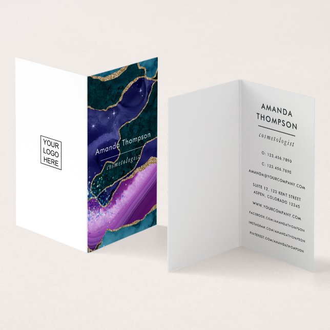 Galaxy Agate Stone Business Card (Inside and Outside)