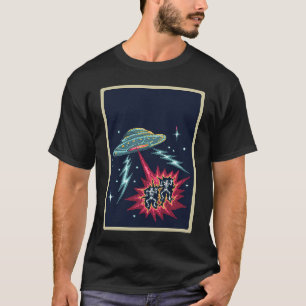 Galaxy Alien UFO Attack Pixel Retro T-Shirt