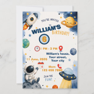 Galaxy and cosmos birhday invitation