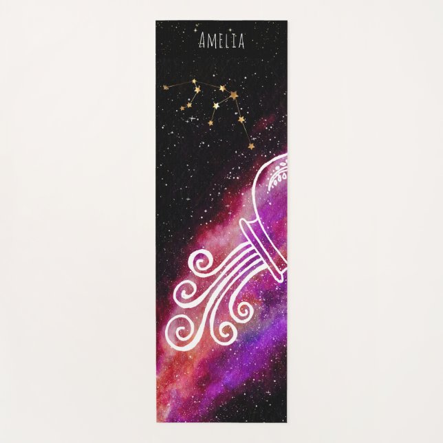 Galaxy Aquarius Constellation Zodiac Custom Sign Yoga Mat (Front)