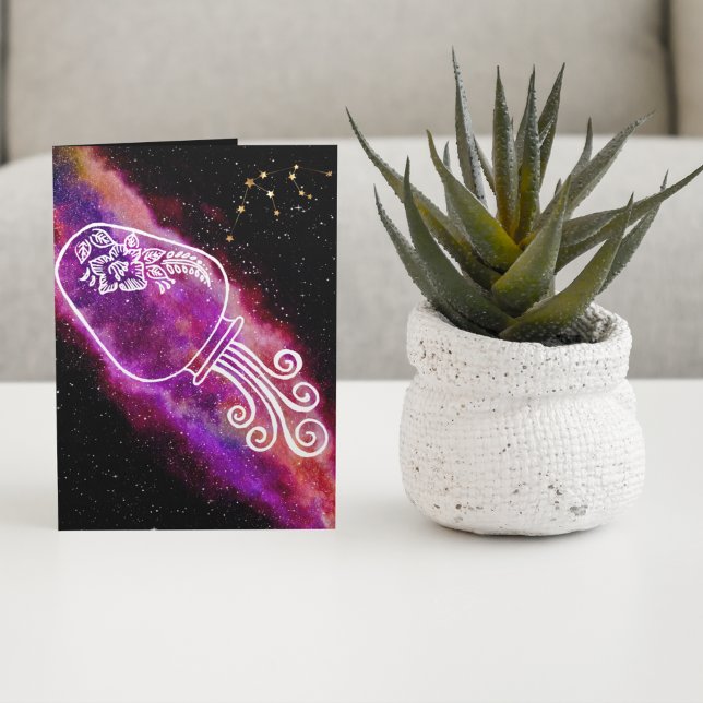 Galaxy Aquarius Personalised Zodiac Sign Birthday Card (Creator Uploaded)