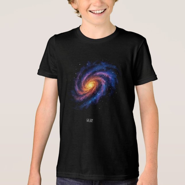 Galaxy Artwork – Cosmic Spiral Space Illustration Tri-Blend Shirt (Front)