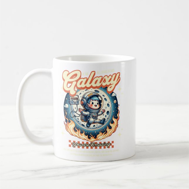Galaxy Astronaut Cat Cute Space Illustration  Coffee Mug (Left)