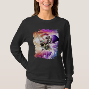 Galaxy Astronaut Cat Riding Rainbow Shark Unicorn T-Shirt