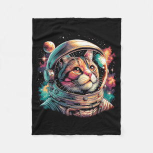 Galaxy Astronaut Cat Space Fleece Blanket