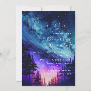 Galaxy Aurora Forest Night Wedding Invitation