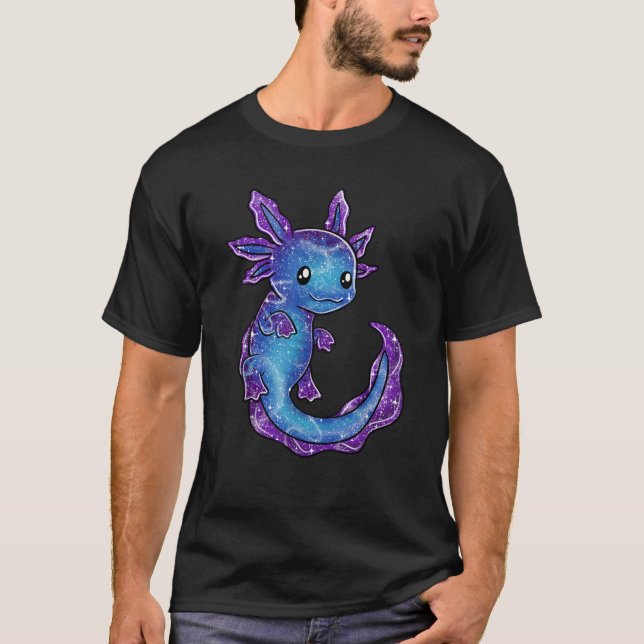 Galaxy Axolotl Funny Goth Space purple blue Japan  T-Shirt (Front)