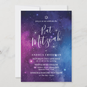 Galaxy Bat Mitzvah Invitation Starry Night