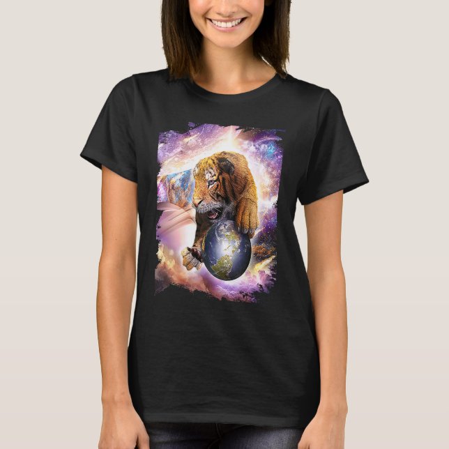 Galaxy Big Cat Tiger In Space T-Shirt (Front)