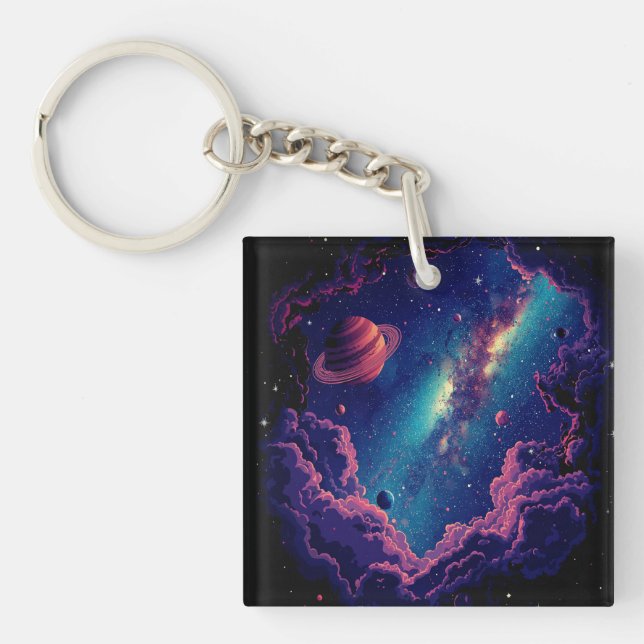 Galaxy Black Keychain  Astronaut for anyone (Front)