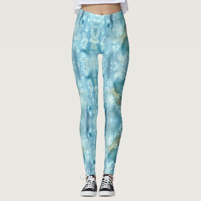Galaxy blue watercolor leggings (Front)