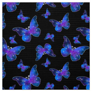 Galaxy butterfly cool dark blue pattern fabric