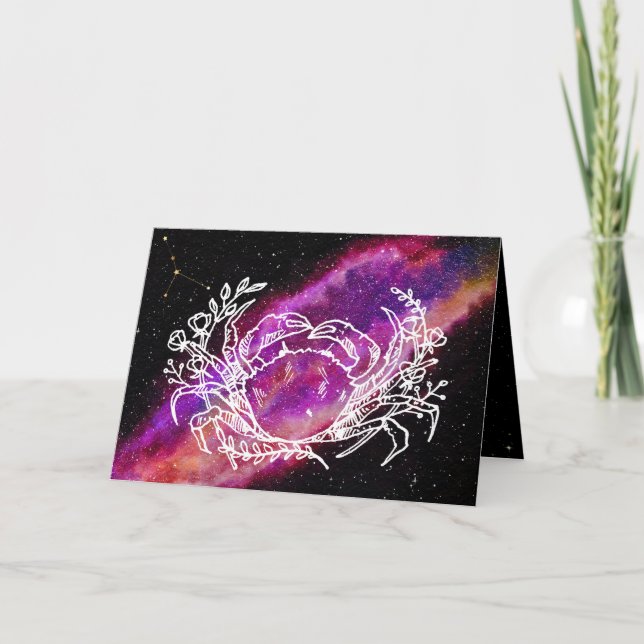 Galaxy Cancer Constellation Zodiac Sign Birthday Card (Front)
