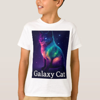Galaxy Cat Aurora Space Aesthetic Tee