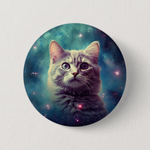 Galaxy Cat, Funny Cat 6 Cm Round Badge