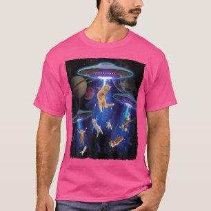 Galaxy Cat Funny Cat Ufo Abduction T-Shirt