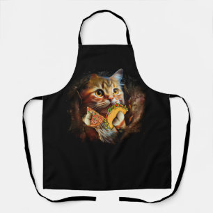 Galaxy Cat Funny Space Cat Eat Pizza and Taco Taco Apron