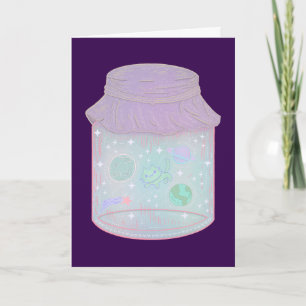 Galaxy Cat in a Jar Kawaii Space Cat Art Card
