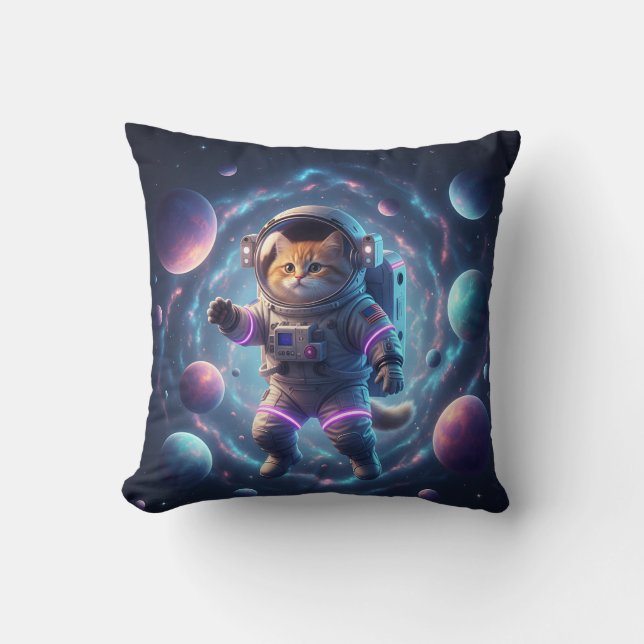 Galaxy Cat – The Space Explorer Cushion (Front)