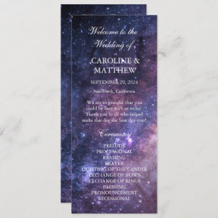 Galaxy Celestial Night Sky Stars Wedding  Programme