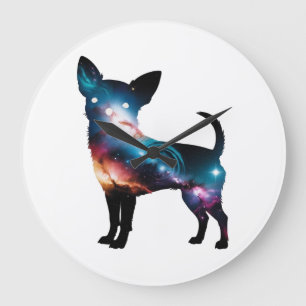Galaxy Chihuahua Silhouette Large Clock