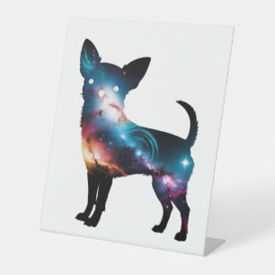 Galaxy Chihuahua Silhouette Pedestal Sign