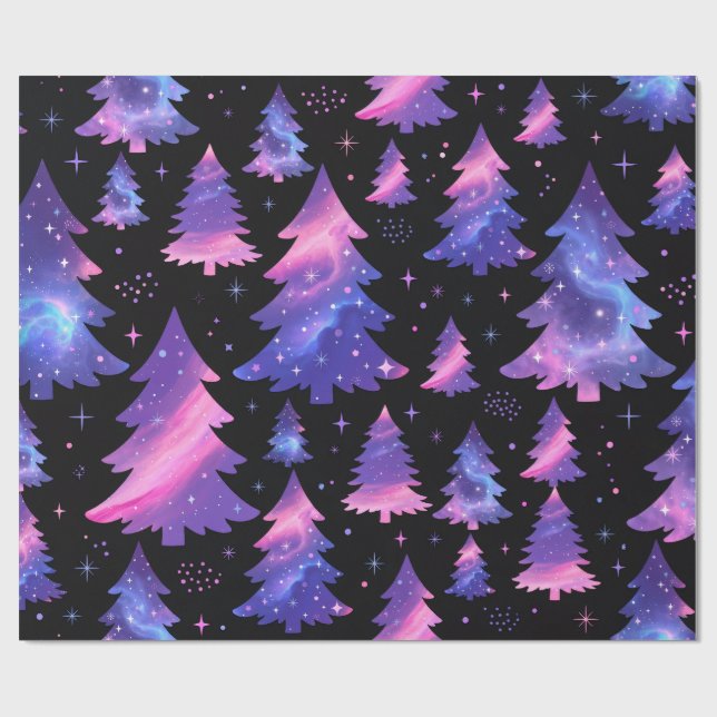 Galaxy Christmas Tree Wrapping Paper (Flat)