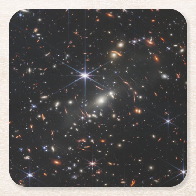 Galaxy Cluster Smacs 0723. Square Paper Coaster (Front)