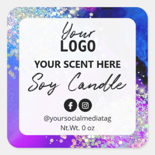 Galaxy Colours With Glitter Soy Candle Labels