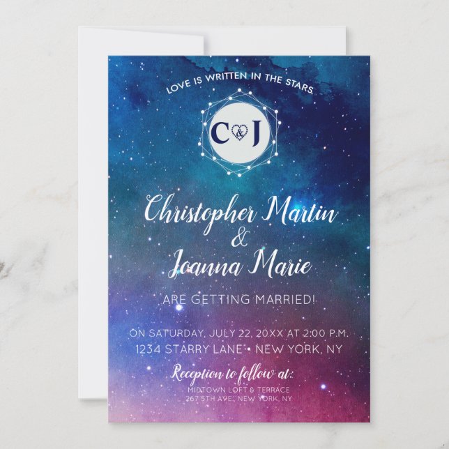 Galaxy Constellation Wedding Invitation Stars Love (Front)
