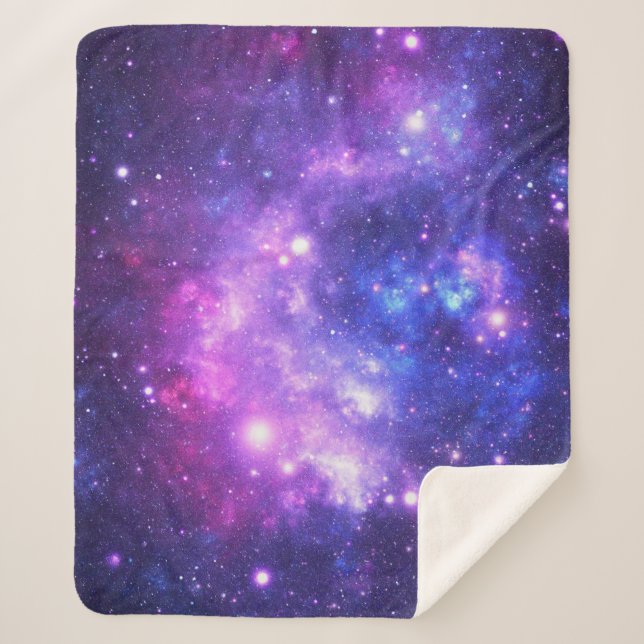 Galaxy cosmos pattern scrapbooking sherpa blanket (Front)