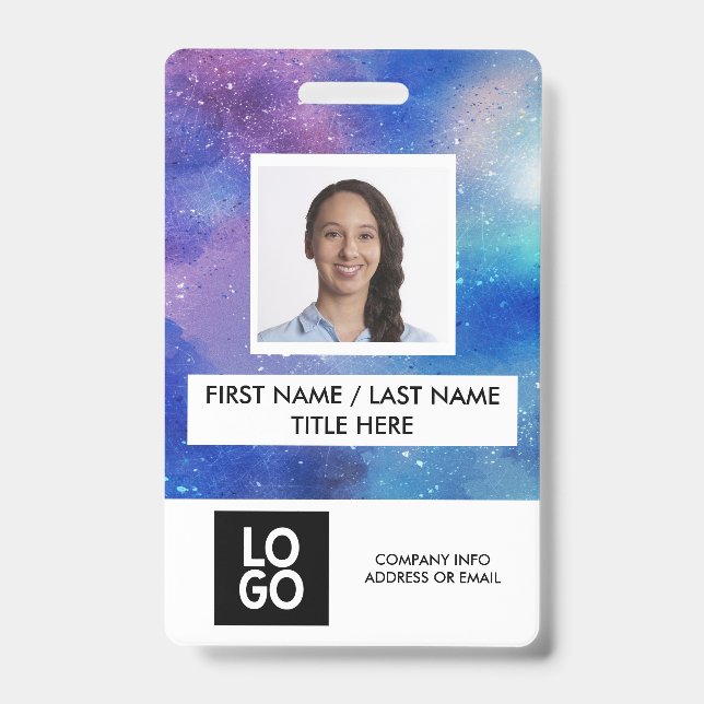 Galaxy Custom Employee Photo Personalized Name ID Badge (Front)