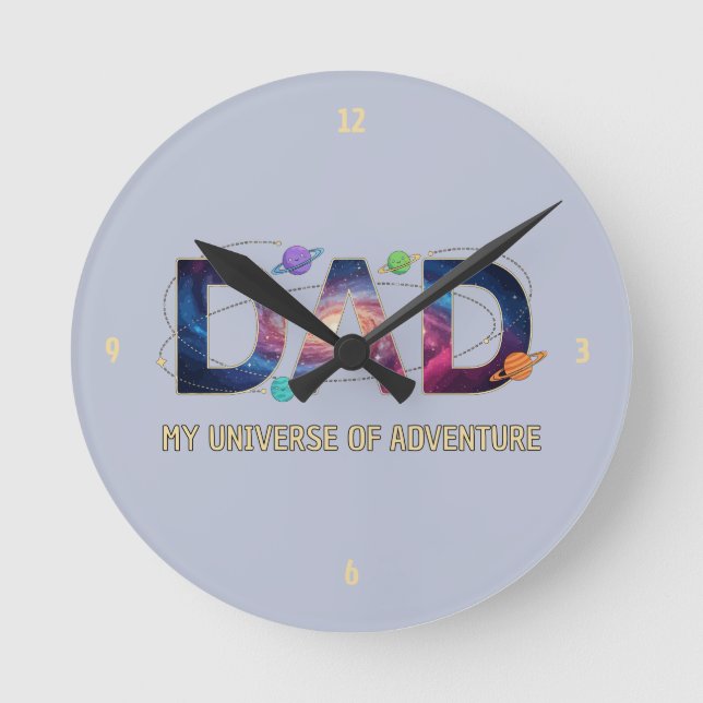 Galaxy Dad Universe Adventure Round Clock (Front)