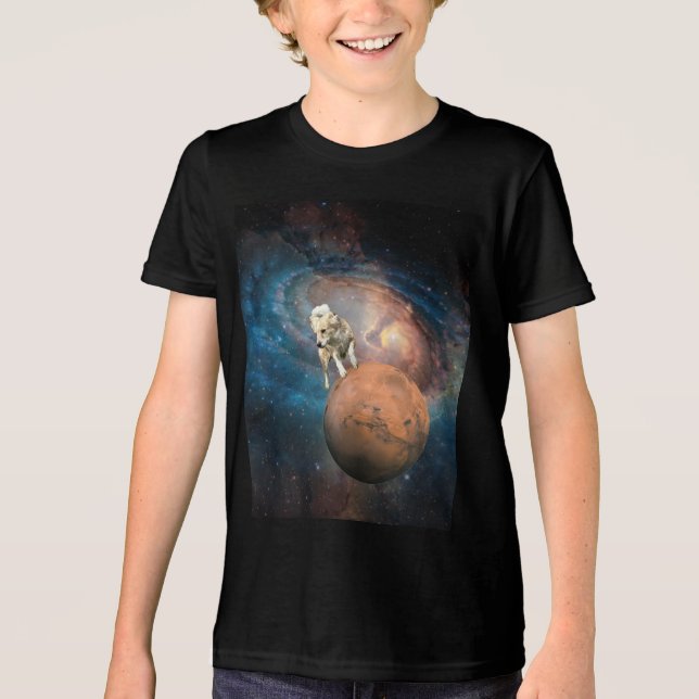 Galaxy Dog Kids T-shirt – Cosmic Fee Galaxy™ Tri-Blend Shirt (Front)