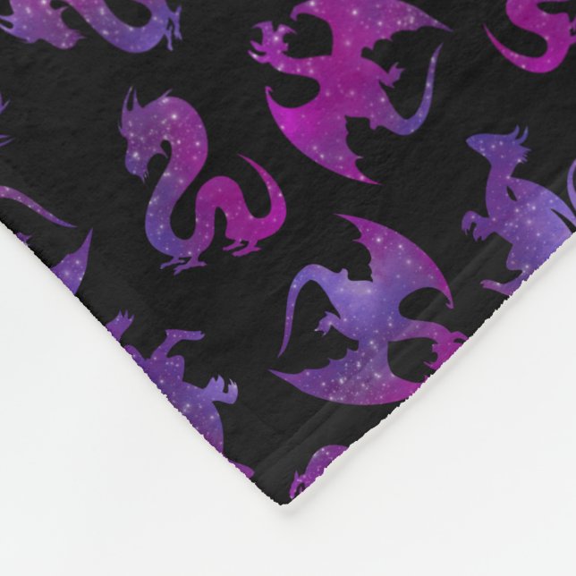 Galaxy Dragon in Purple and Pink Fleece Blanket (Corner)