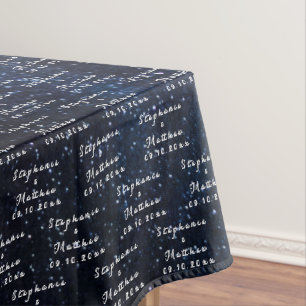 Galaxy Elegant Bride and Groom Names Wedding Tablecloth