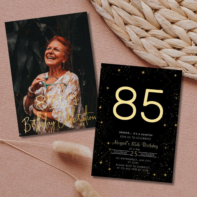 Galaxy Elegant Photo Black Gold Birthday Party (Creator Uploaded)