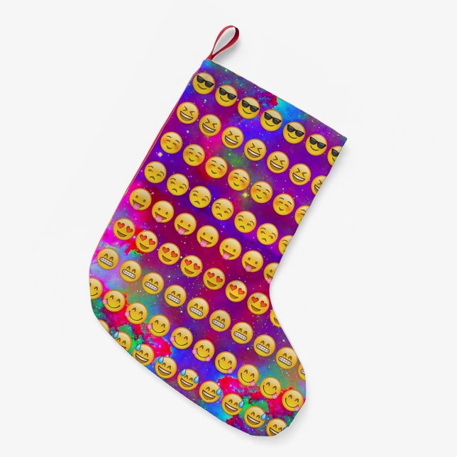 Galaxy Emojis Small Christmas Stocking (Front (Hanging))