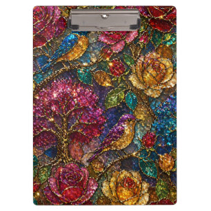 Galaxy Floral Birds Pattern Clipboard