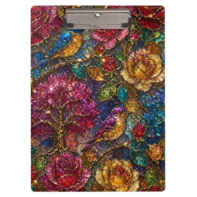 Galaxy Floral Birds Pattern Clipboard (Front)