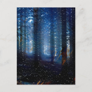 galaxy forest deep woods postcard