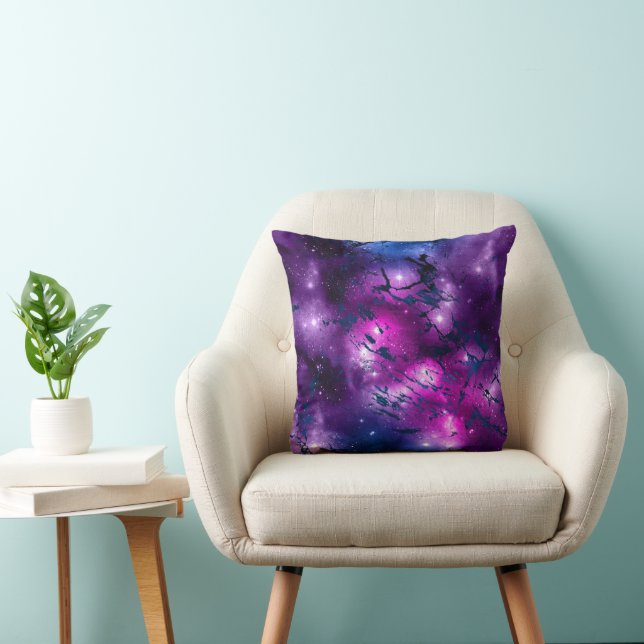 Galaxy Glow | Cosmic Blue Purple and Pink Marble Cushion (Chair)