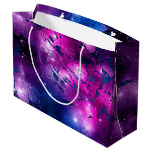 Galaxy Glow   Cosmic Blue Purple and Pink Marble Large Gift Bag