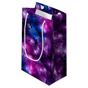 Galaxy Glow   Cosmic Blue Purple and Pink Marble Small Gift Bag