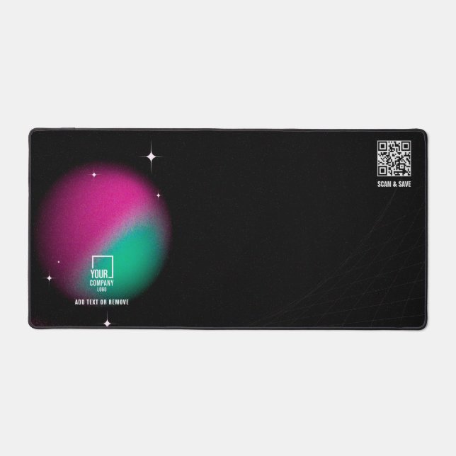 Galaxy Glow Custom Logo QR Code Elegant Marketing Desk Mat (Front)